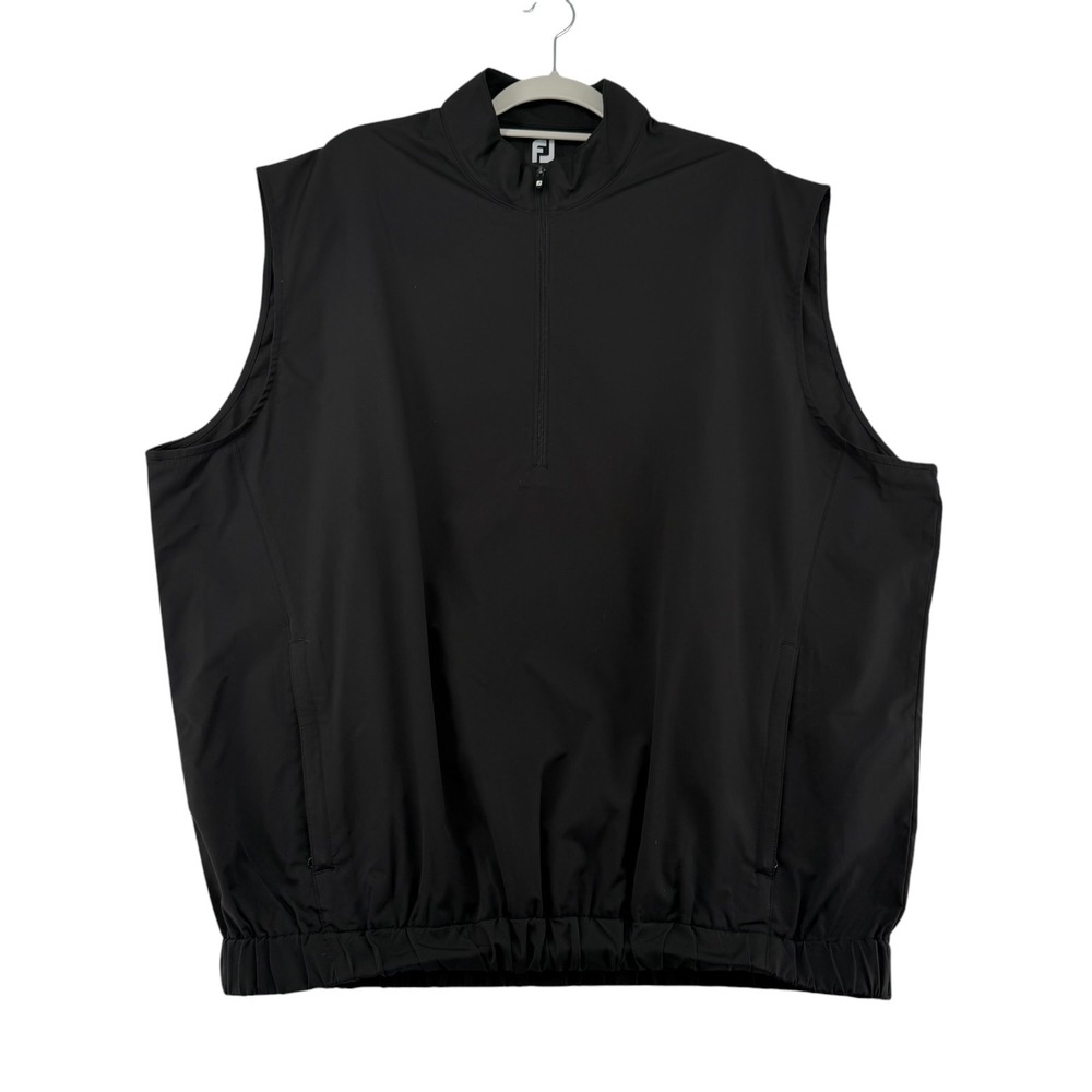 FootJoy Golf Wind Rain Vest Mens XL Black Quarter Zip Sleeveless Jacket Gorpcore